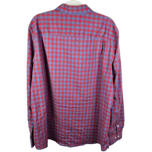 [g] George Classic Fit Button-Up Shirt Men's Size 2XL Long Sleeve Red Blue Check - Picture 3 of 10